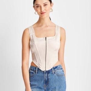 Future Collective Satin Zip Front Corset - very Bridgerton